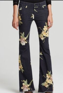 Free People Miami Nights  Floral Flare Jeans Size 27
